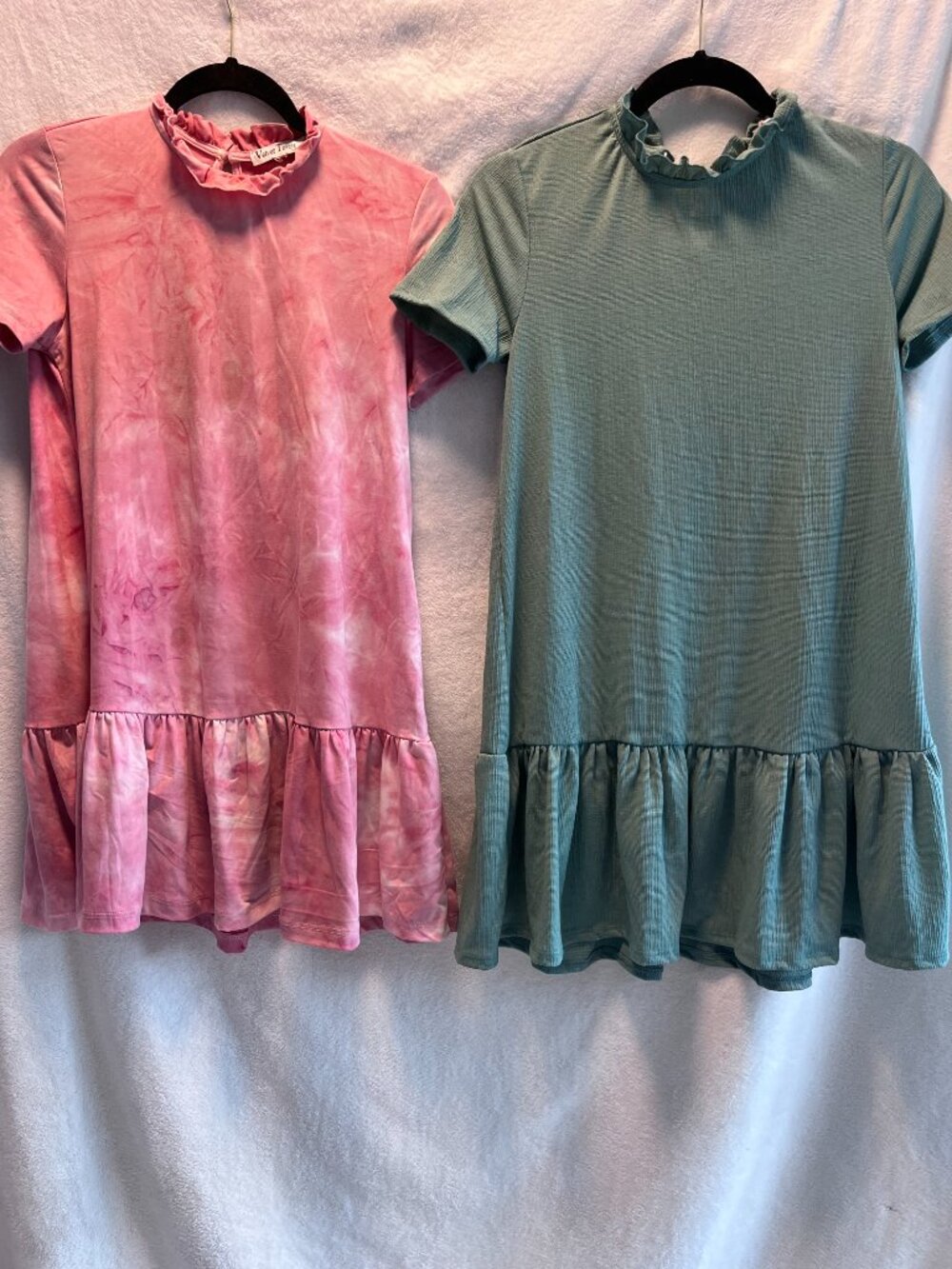 Bundle 2 Mini Dresses Drop-waist | Velvet Torch NWT Sage Green + Tie-Dye Pink M